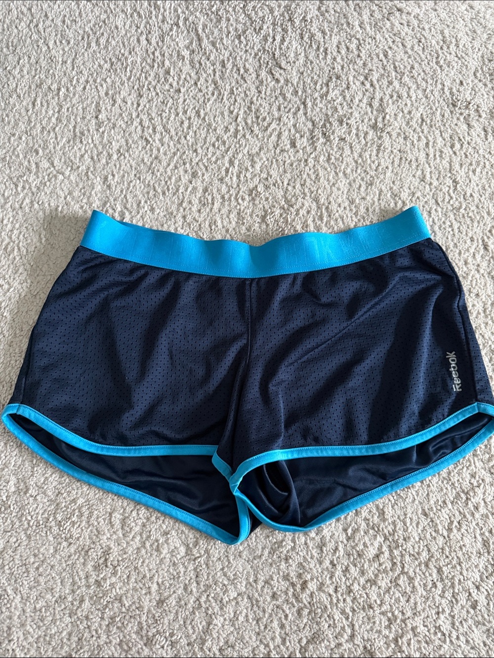 Reebok Navy Shorts with Bright Blue Waistband and Trim